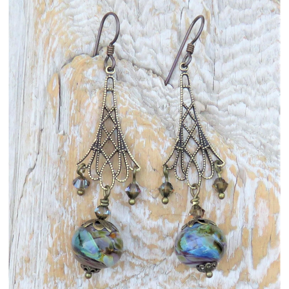 Antique Bronze Art Deco Inspired Earrings