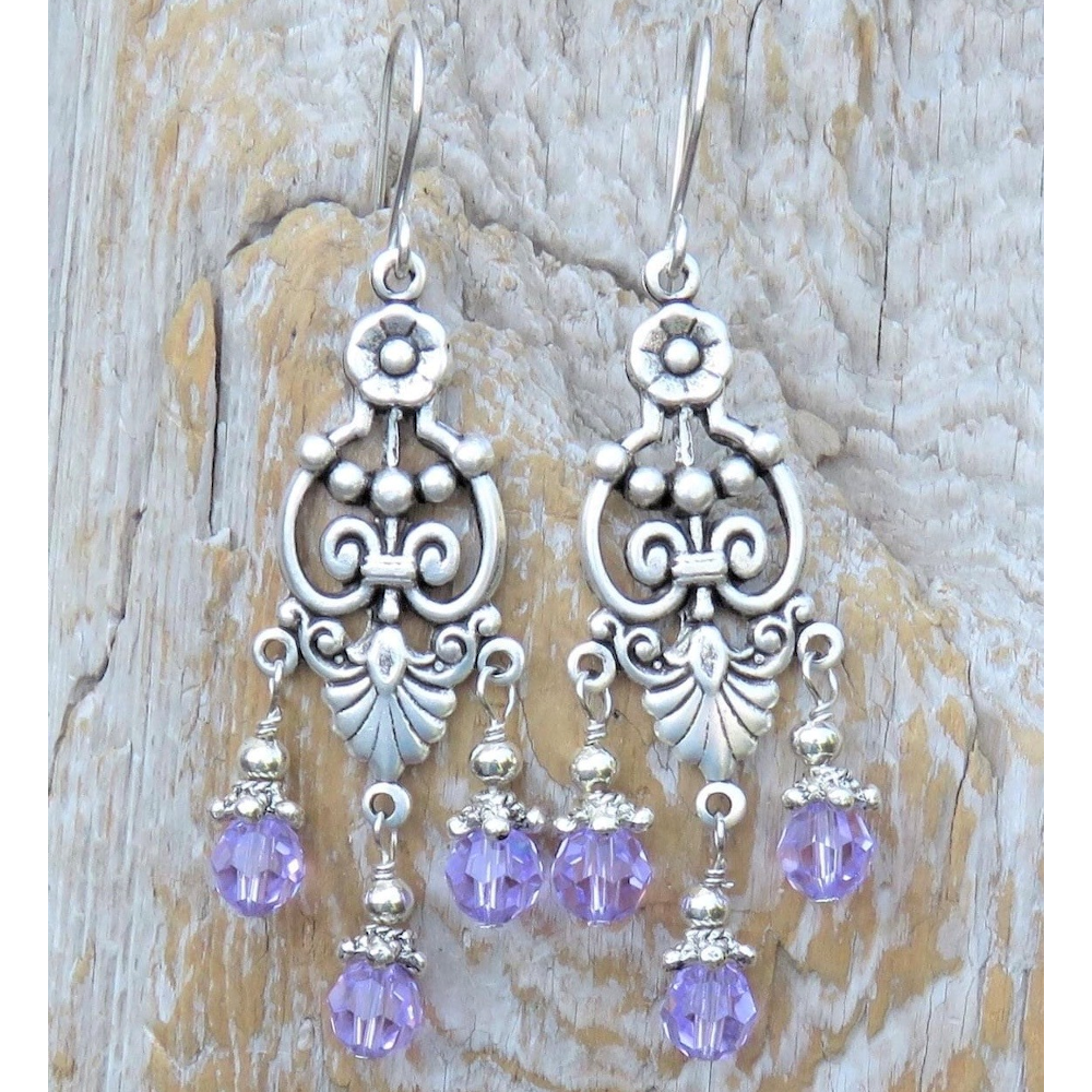 Lilac Crystal Earrings