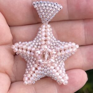 Austrian Crystal and Seed Bead Starfish Pendant - Pastel peach