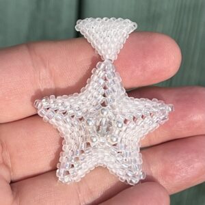 Austrian Crystal and Seed Bead Starfish Pendant - Winter Wedding White