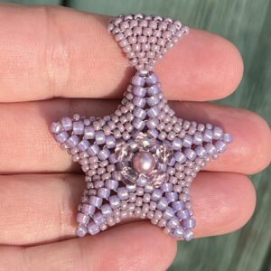 Austrian Crystal and Seed Bead Starfish Pendant - Pastel Mauve